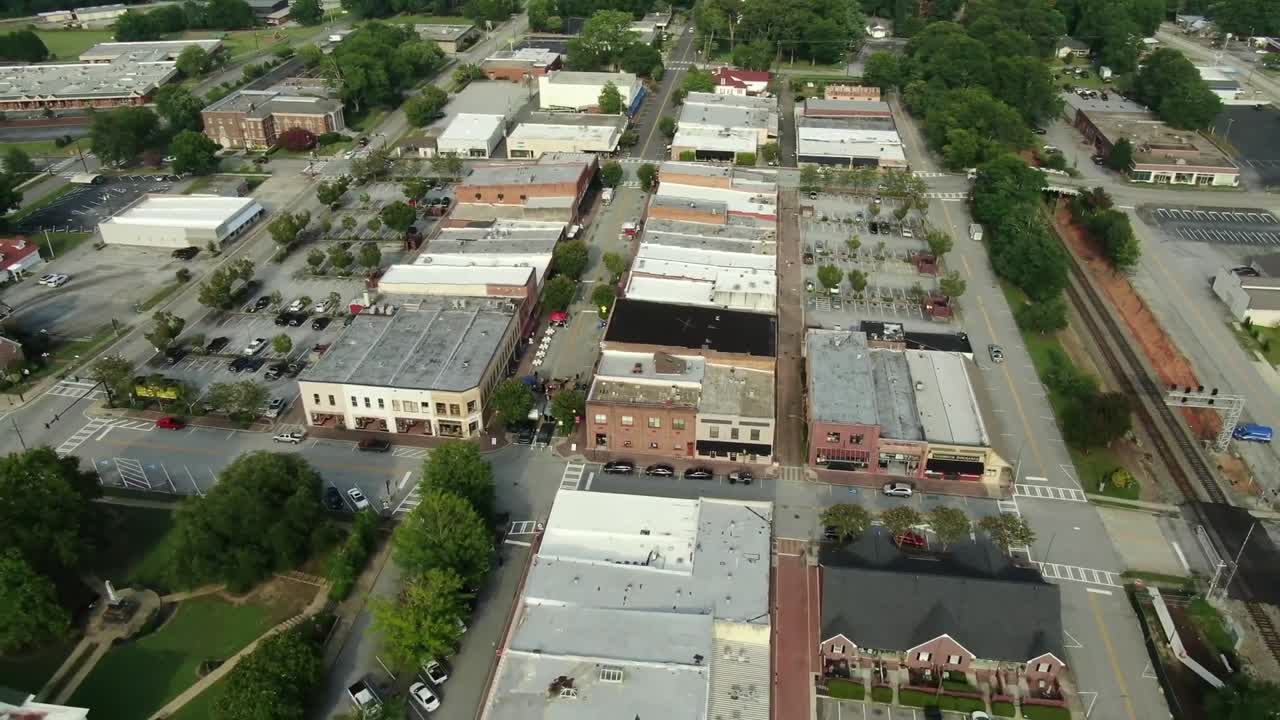 Aerial view of downtown Toccoa, Georgia